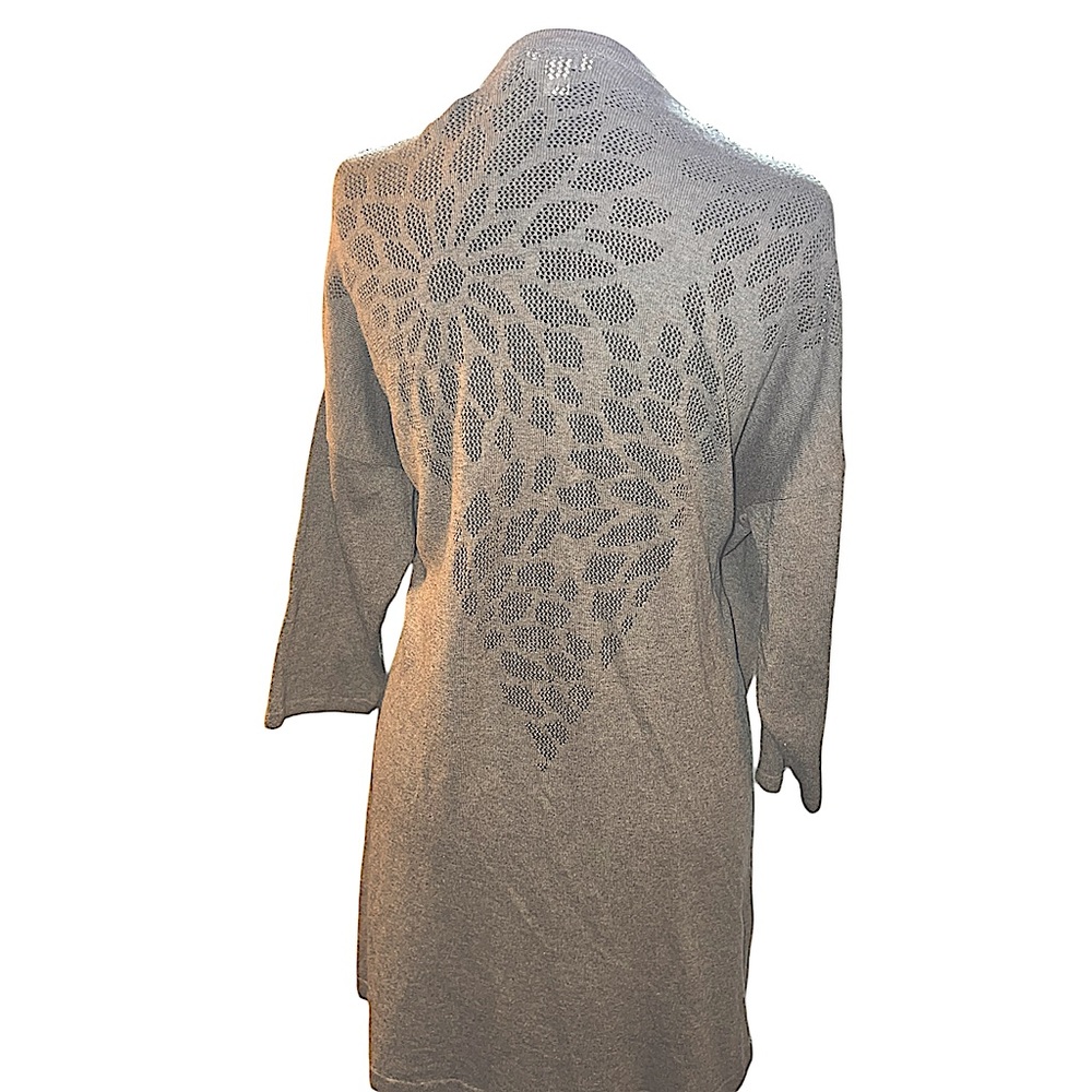 Pure Jill size M petite green cardigan beautiful imprinted floral detail on back